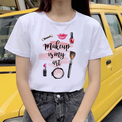 Women harajuku Streetwear Casual Plus Size White T-shirt New pretty lady images Printed T Shirts Summer Short Sleeve Tops Tshirt