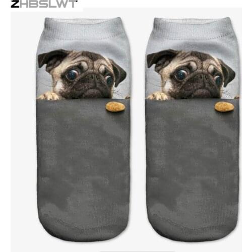 ZHBSLWT Harajuku 3D Print Animal women Socks Casual Cartoon Socks Unisex Low Cut Ankle Socks