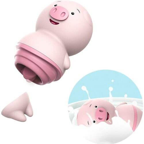 ZINI Female Masturbator Clitoris Stimulator Nipple Massager Cute Pig Tongue Licking Vibrator Sex Toys for Woman 6 Modes