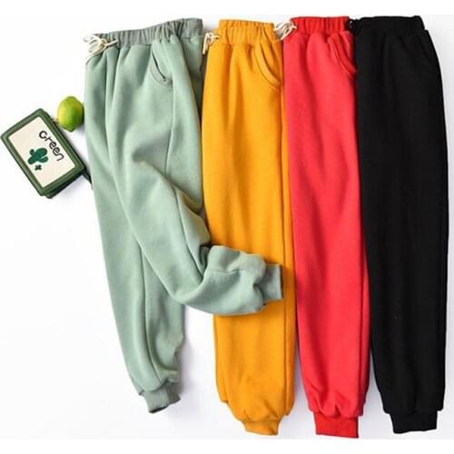Winter Warm Harem Pants Plus Size Thick Lambskin Cashmere Women Pants Casual Elastic Waist Loose Sweatpants Cotton Trousers