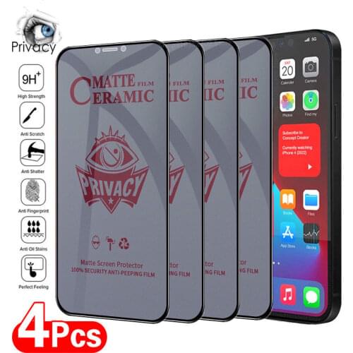 1-4Pcs Matte Ceramic Privacy Screen Protectors for IPhone 12 13 11 Pro Max Mini Anti-spy Film for IPhone XS Max X XR 7 8 6S Plus