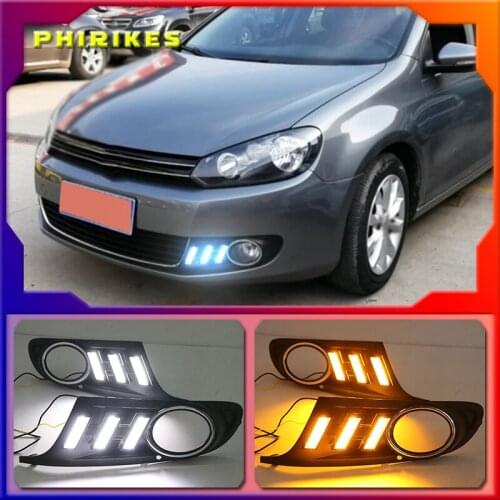 1pair For Volkswagen Golf 6 Golf6 MK6 09-13 Daytime Running Light LED Indicator Light DRL Bumper Front fog lamp