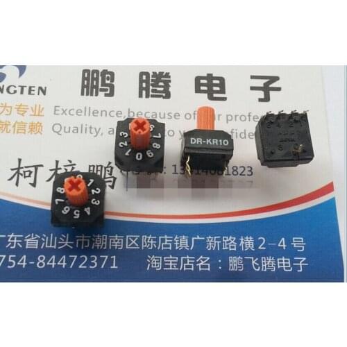 1PCS Japan NKK 1248C rotary dial coding switch DR-KR10P 0-9/10 bit with handle positive code 4:1