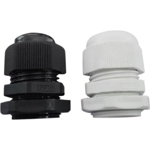10PCS IP68 for 3-6.5 mm black and white cable locking connector PG7 PG19 PG11 PG13.5 Waterproof Nylon Gasket Plastic Cable Gland