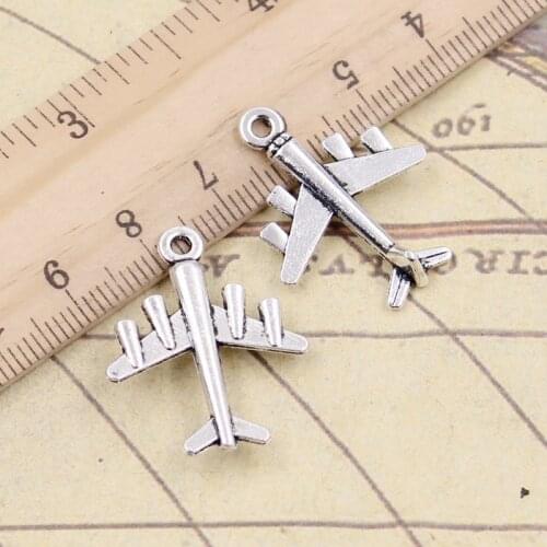 10pcs Charms Airplane Plane 27x21mm Tibetan Bronze Silver Color Pendants Antique Jewelry Making DIY Handmade Craft