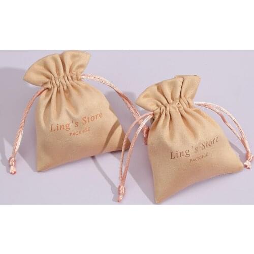 100 Personalized Print Logo Jewelry Gift Pouches Velvet Drawstring Bag Flannel Makeup Wedding Decoration Packaging Fungus Style