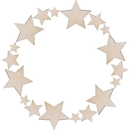 100pcs Wooden Mixed Wood Mini Stars Craft Scrapbooking Wedding Table Decor DIY