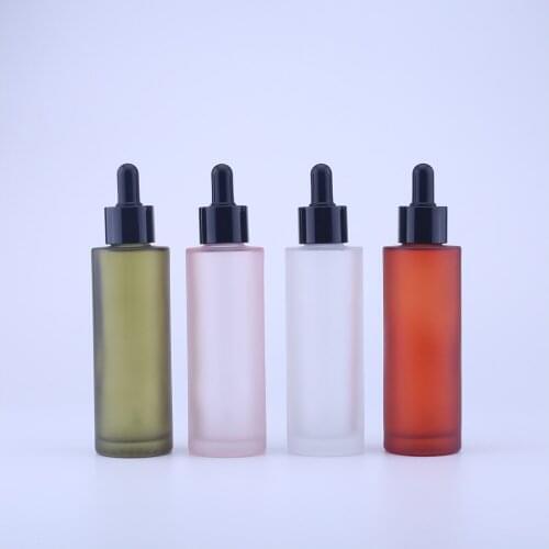 2pcs/lot 100ml Cosmetic Glass Perfume Bottle Frosted Cosmetic Glass Bottle 3.4oz Flat Shoulder Glass Dropper Bottle