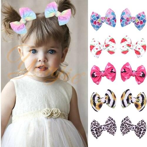 2021 Fashion Spring Hair Clips For Girls 4.5" Tied Hair Bows Barrette Infant Cute Kids Hairpin Summer Headdress Hair Accessories