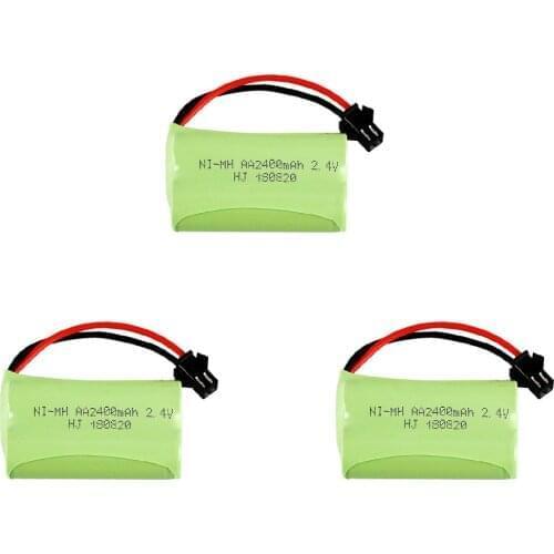 3PCS/lot 2.4V Ni-Mh AA rechargeable battery 2400mah AA for RC Car helicopter boat toys SM plug 2.4 V 2400 mah
