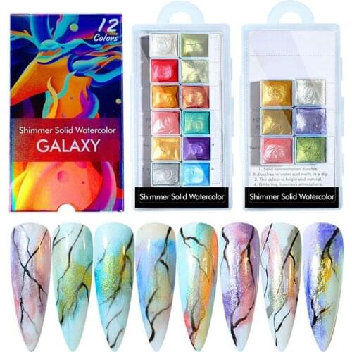 Watercolor Paint Nail Art Pigment Set Blooming Gradient Marble Glitter Mirror Powder Dust Glitter Nail Decoration