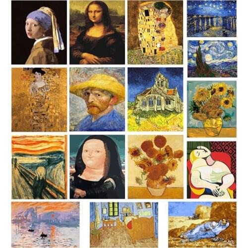 World Most Famous Oil Painting Series 5D DIY Diamond Painting Full Square Round Diamond Embroidery Sale Rhinestone Picture