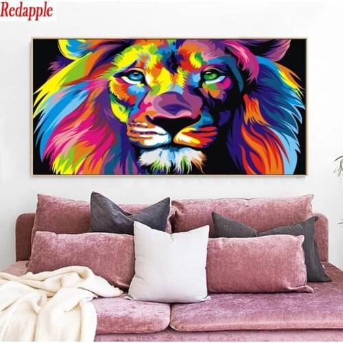 5D DIY Diamond Painting Modern art, colorful lion Full Square Round Drill Embroidery Cross Stitch 5D icon gift Home Decor mosaic