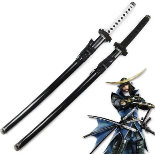 Free Shipping Sengoku Basara Game Sword Replica Date Masamune Katana Wooden Blade Sword Cosplay Props Weapons No Sharp for Party