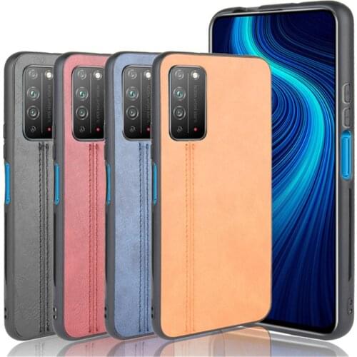 For Huawei Honor X10 Case Luxury Calfskin PU Leather lines Hard Back Cover Case For Huawei Honor X10 X 10 HonorX10 Phone Case