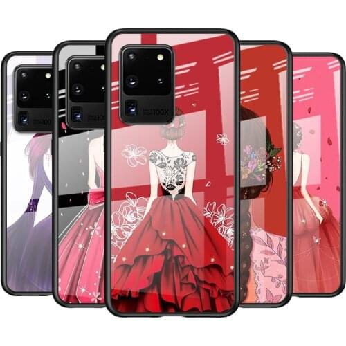 Tempered Glass Cover Beautys Headdress For Samsung Galaxy S21 Ultra Plus 5G M51 M31 M21 Shockproof Shell Phone Case