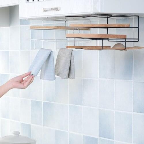 Cutting board holder towel rack kitchen storage shelf kitchen organizer wash cloth hook shelf bathroom cabinet closet hanger WJ