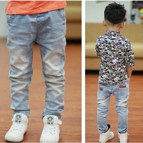 Childrens clothing 2021 Spring Boys Pants Big Boys Jeans Kids Pencil Leggings Autumn Denim Tousers For 2 to 14 Years Male Child