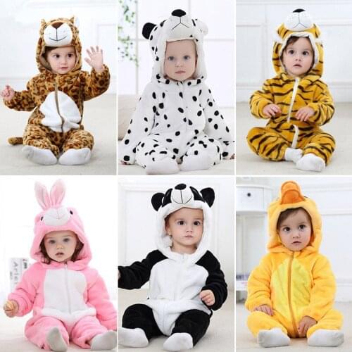 Baby Flannel Rompers Winter Lion Animal Costume Romper For Girls Boys Toddler Animal Jumpsuit Kids Infant Clothes