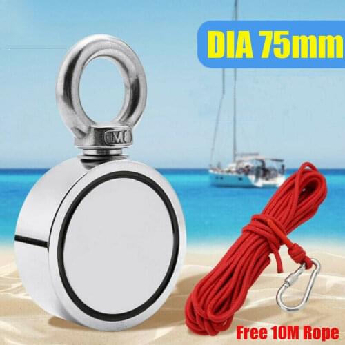 500KG Double-sided Powerful Round Neodymium Magnet Hook Fishing Magnets Permanent Pulling Mounting Equipments 10M Rope Salvage