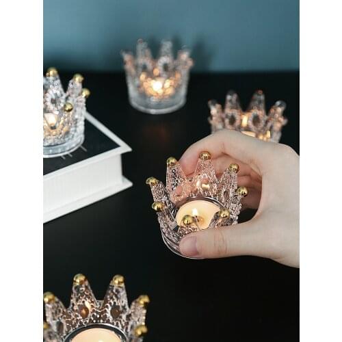 Crystal Candlestick Candle Decoration Cup Crown Glass Candle Cup
