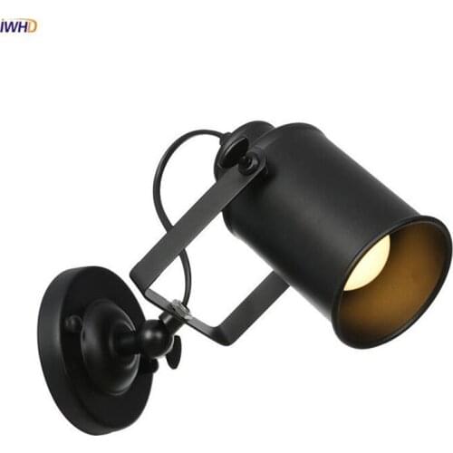 IWHD Black Metal Vintage Wall Lamp Beside Bar Restaurant Stair Home Lighting Loft Industrial Decor Retro Wall Light Sconce LED