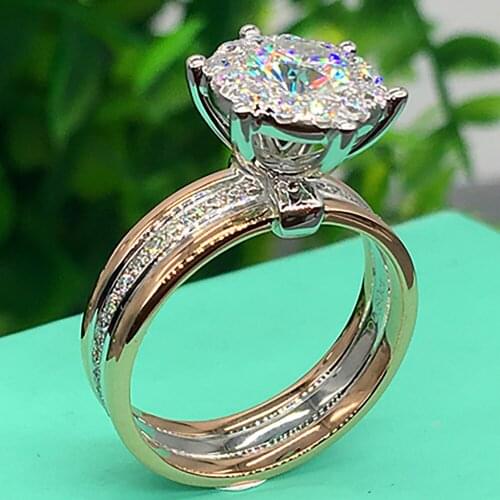 14K Au585 Rose White Yellow Gold 3 Colors Women Wedding Party Engagement Ring 1 2 3 4 5 Carat Round Moissanite Diamond Ring