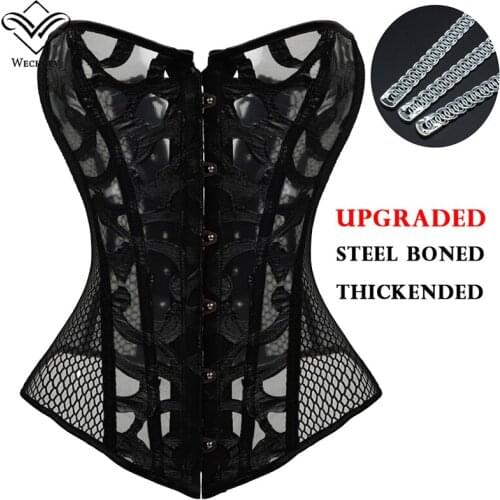 Upgraded Steel Boned Corsets Thickened Bustier Tops Sexy Lingerie Black Corsage Overbust Korset 6XL Waist Trainer Dropshipping