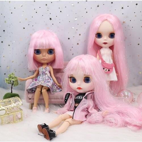 ICY DBS Blyth Doll No.1017 pink glitter hair white and tan skin Joint body 1/6 BJD