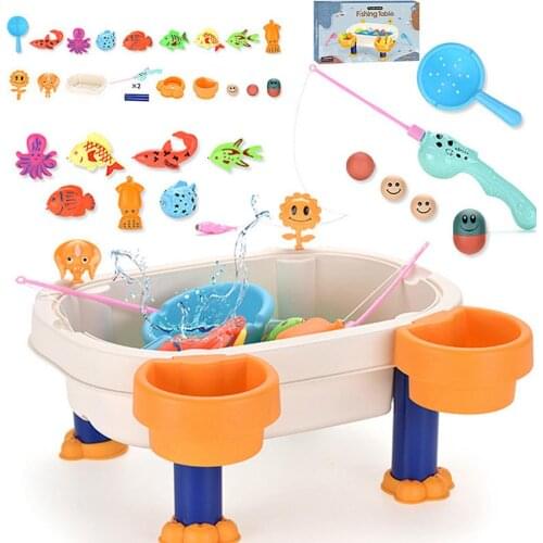 Magnet Fishing Toy Fishing Platform Kids Water Play Interactive Game Summer Water Sand Play Table Gift For Kids Free Shipping