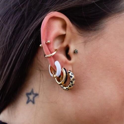 Fashion Colorful Dripping Oil Hoops Earrings Trendy Enamel Small Circle Round Huggie Earrings Simple Metal Brincos Jewelry Gifts