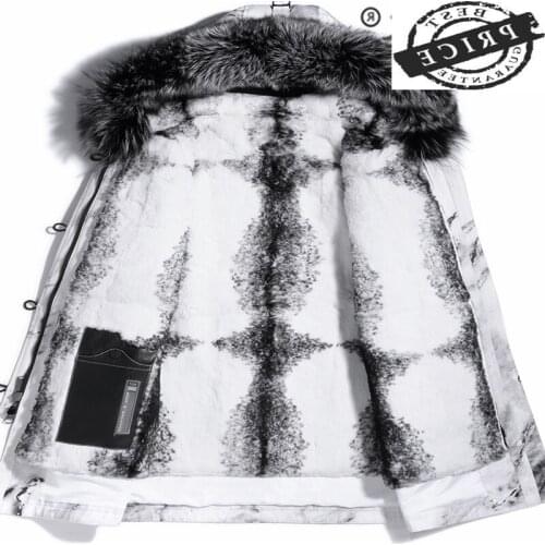 Winter Real Fur Coat Men Rabbit Fur Liner Parka 2021 Streetwear Thick Warm Long Jacket Large Fox Fur Hooded Hiver S-N2331