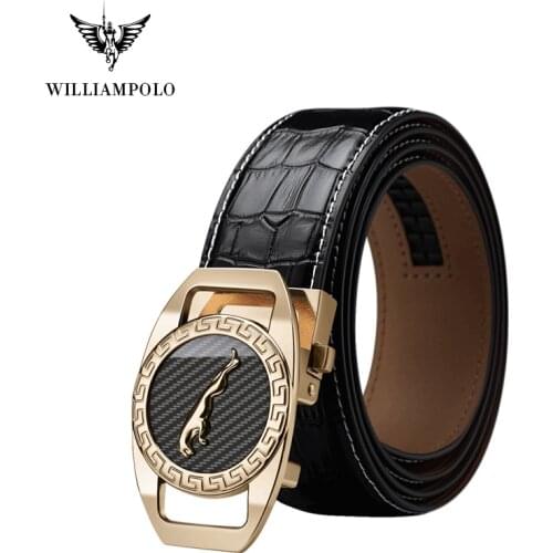 Williampolo Famous Brand Belt Men Top Quality Genuine Luxury Leather Belts for Men Strap Male Metal Automatic Buckle PL18400P