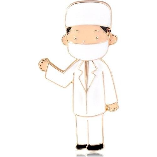 OI New Arrival White Enamel Coat Doctor Nurse Shape Brooch Pins Medical Style Lapel Pins Hospital Badge Corsage Women Men Bijoux