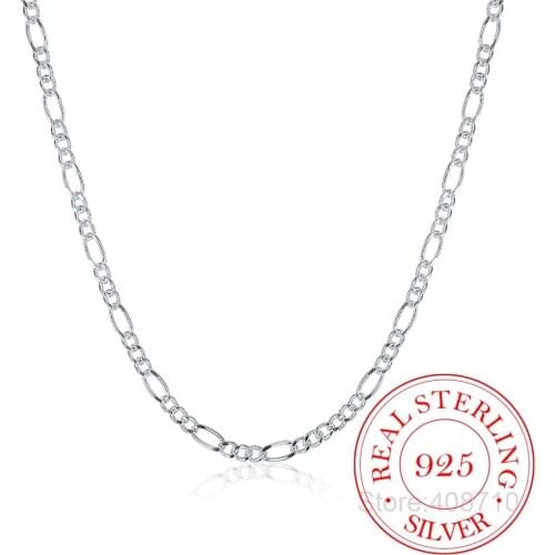 Italy Made 925 Sterling Silver Figaro Chain 2mm Slim Choker Necklace Women Jewelry kolye collier collares ketting Colar 40-60cm
