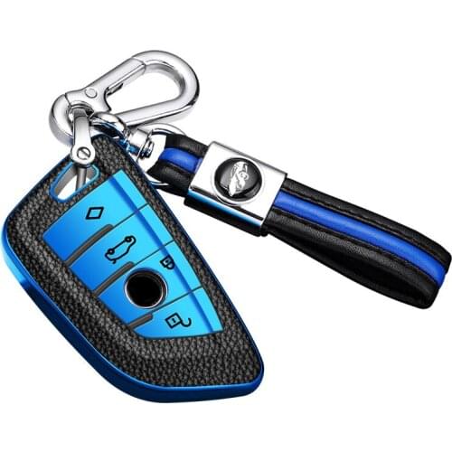 Fashion PC+Leather grain Car Key Case Full Cover For BMW X1 X3 X5 X6 7Series 1 2 5 7 F15 F16 E53 E70 E39 F10 F30 F48 F39 G30 G11