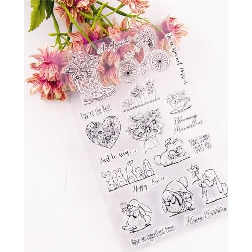 12x20cm Naughty rabbit Transparent Silicone Rubber Clear Stamps cartoon Scrapbooking/DIY Easter Childrens toys album