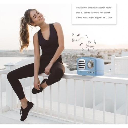 Retro Radio Bluetooth Speaker Vintage nostalgic Heavy Bass 3D Stereo Surround HiFi Speakers support TF USB FM AUX HM11