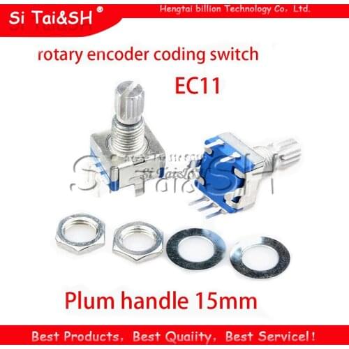 Plum handle 15mm rotary encoder coding switch / EC11 / digital potentiometer with switch 5 Pin