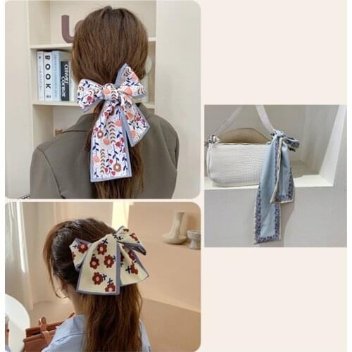 Double-side Long Hair Bow Scarf Headscarf Multifunctional Scarf Bow Tie Hair Hair Accessories for Women Bandana Elastic Headwear