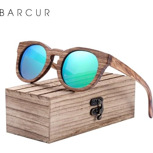 BARCUR Natural Zebra Wood Sunglasses Women Polarized Brand Design Male Driving Glasses Men UV400