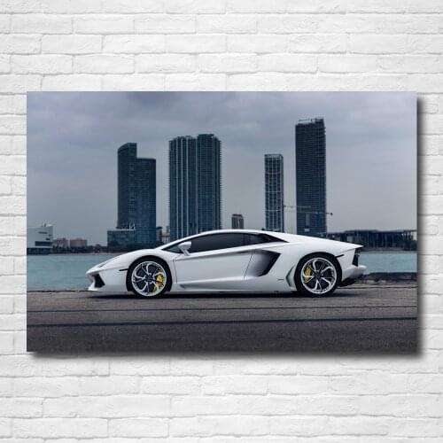 Modern Painting Supercar Aventador White Sport Car Skyscrapers Wall Art Picture Posters Canvas Prints for Home Decor