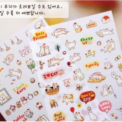 6pcs/set Cat Emoticon Sticker Cute Stationery Art Supplies Sticker Flakes Personalized Stickers Cute Stickers School Supplies