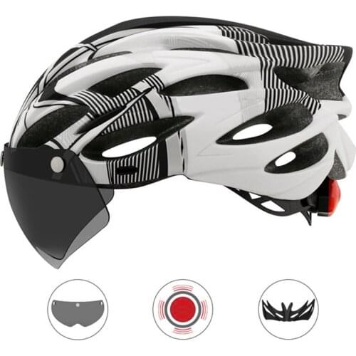 Ultralight Outdoor MTB Road Bike Helmet with Back Light In-mold Riding Cycling Helmet with Removable Visor Casco Bicicleta