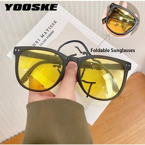 YOOSKE Fashion Square Foldable Sunglasses Women Men Vintage Brand Design Sun Glasses Ladies Driving Goggles Portable Eyewear UV