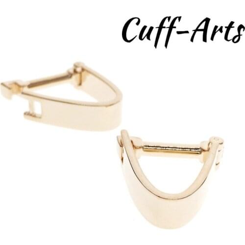 Cufflinks for Men Clip Style Wrap Cufflinks Lock Shaped Gold Color Cufflinks Men by Cuffarts C10153
