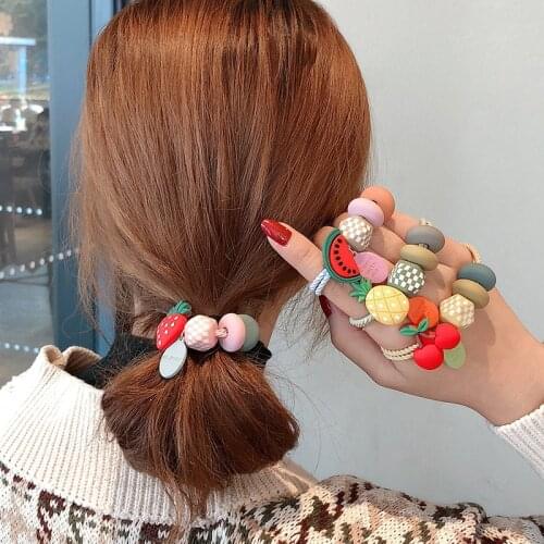 Women Fruit Elastic Hair Ties Girl Cute Ball Head Rope Fashion Ponytail Hair Accessories