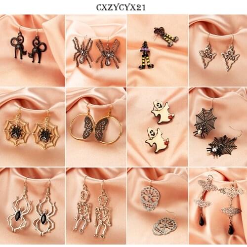 Halloween Drop Earrings For Women Pumpkin Spider Bat Dangle Earrings Halloweens Party Accessories Funny Jewelry Gifts