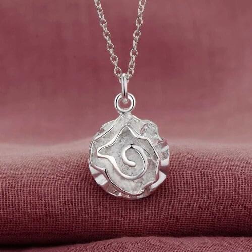 Hot 925 Sterling Silver beautiful Rose Flowers Pendant Necklace for Women Fashion party wedding Jewelry Popular brands Gifts