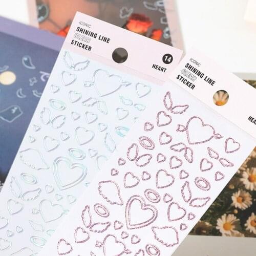1 Sheet Glitter Lined DIY Hand account Diary Decoration Material Stickers Photo Decoration Stickers